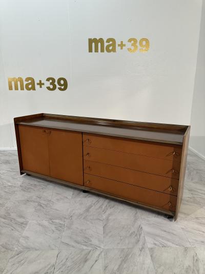 Afra Tobia Scarpa Afra Tobia Scarpa Artona Sideboard in Walnut and Leather Maxalto 1970s