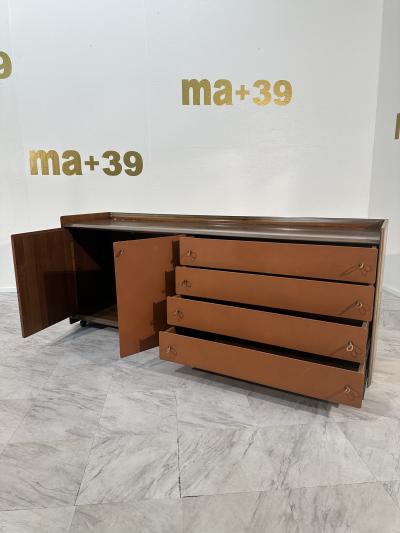 Afra Tobia Scarpa Afra Tobia Scarpa Artona Sideboard in Walnut and Leather Maxalto 1970s