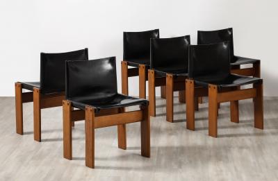 Afra Tobia Scarpa Afra Tobia Scarpa Monk Set of Six Dining Chairs for Molteni 1974
