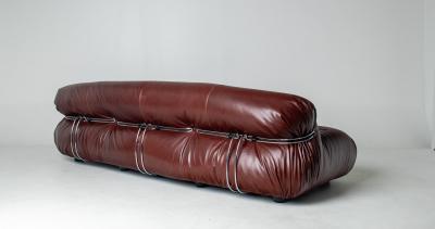 Afra Tobia Scarpa Afra Tobia Scarpa Soriana Four Seat Sofa Ottoman in New Oxblood Leather
