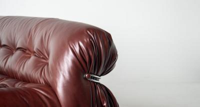 Afra Tobia Scarpa Afra Tobia Scarpa Soriana Four Seat Sofa Ottoman in New Oxblood Leather