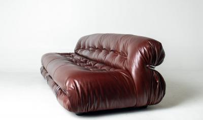 Afra Tobia Scarpa Afra Tobia Scarpa Soriana Four Seat Sofa Ottoman in New Oxblood Leather