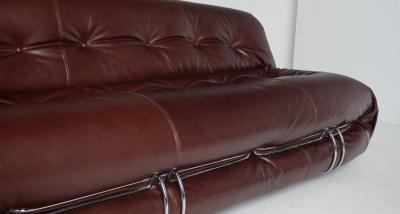 Afra Tobia Scarpa Afra Tobia Scarpa Soriana Four Seat Sofa Ottoman in New Oxblood Leather