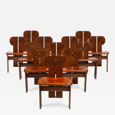 Afra Tobia Scarpa Afra Tobia Scarpa for Maxalto Set of Twelve Africa Walnut Dining Chairs