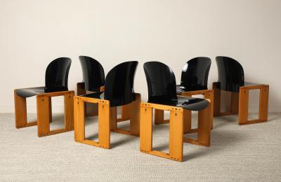 Afra Tobia Scarpa Afra and Tobia Scarpa B B Italia Set of Six Dialogo Dining Chairs 1973