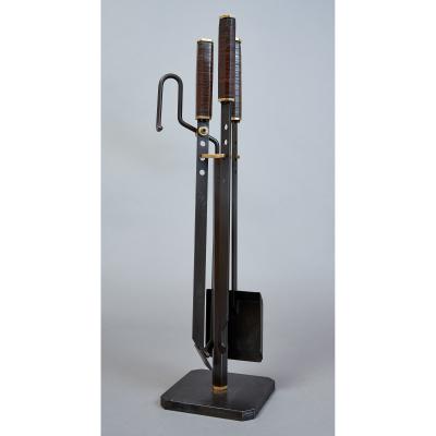 Afra Tobia Scarpa Afra and Tobia Scarpa Fireplace Set with Tools and Andirons