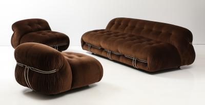 Afra Tobia Scarpa Afra and Tobia Scarpa Soriana Three Seat Sofa for Cassina Italy 1969