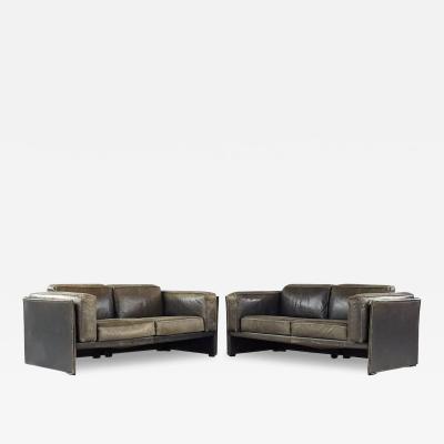 Afra Tobia Scarpa Afra and Tobia Scarpa for Cassina Mid Century Italian Leather Sofas Pair