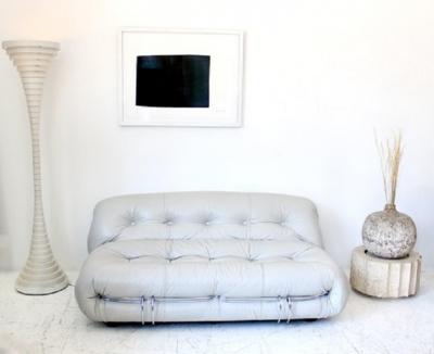 Afra Tobia Scarpa Afra and Tobia Scarpa soriana cream leather settee or small sofa for cassina