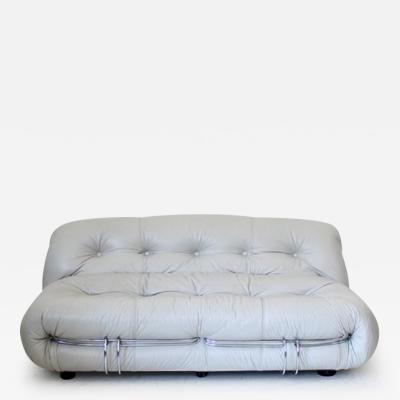 Afra Tobia Scarpa Afra and Tobia Scarpa soriana cream leather settee or small sofa for cassina