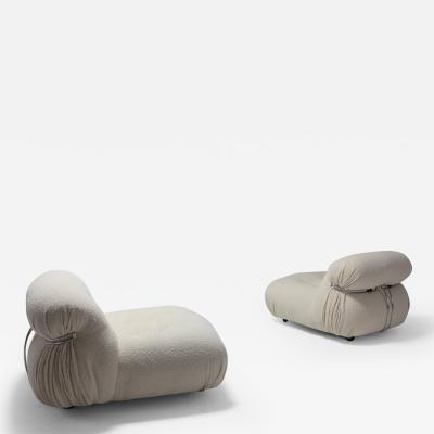 Afra Tobia Scarpa Cassina Soriana Lounge Chairs by Afra and Tobia Scarpa in Boucl Wool 1970s