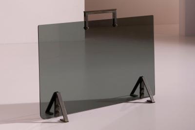 Afra Tobia Scarpa Italian Mid Century Fire Screen in Smoked Glass and Burnished Brass 1960s