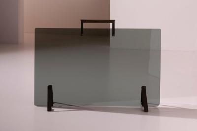 Afra Tobia Scarpa Italian Mid Century Fire Screen in Smoked Glass and Burnished Brass 1960s