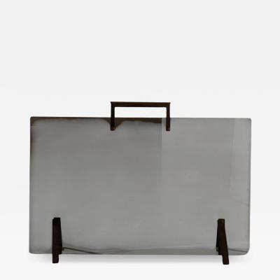 Afra Tobia Scarpa Italian Mid Century Fire Screen in Smoked Glass and Burnished Brass 1960s
