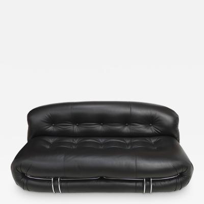 Afra Tobia Scarpa Mid Century Modern Black Leather Soriana Sofa Designed By Tobia Scarpa Italy