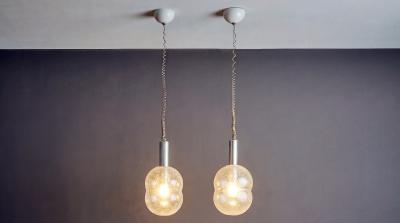 Afra Tobia Scarpa Pair of Bilobo Glass Pendant for Flos by Afra Tobia Scarpa