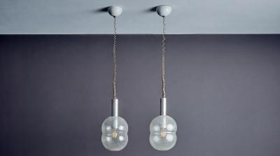 Afra Tobia Scarpa Pair of Bilobo Glass Pendant for Flos by Afra Tobia Scarpa