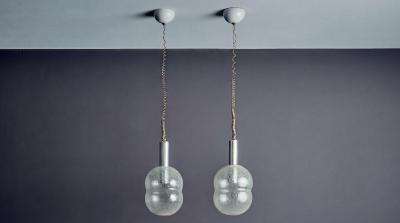 Afra Tobia Scarpa Pair of Bilobo Glass Pendant for Flos by Afra Tobia Scarpa