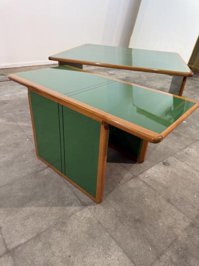 Afra Tobia Scarpa Pair of Laker Green Coffee Tables by Afra Tobia Scarpa Italy