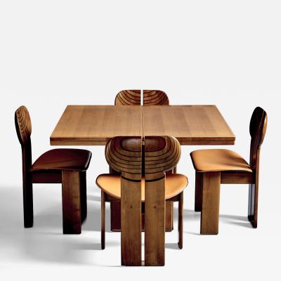 Afra Tobia Scarpa Set of 4 Afrika Chairs with matching extendable Table by Afra and Tobia Scarpa