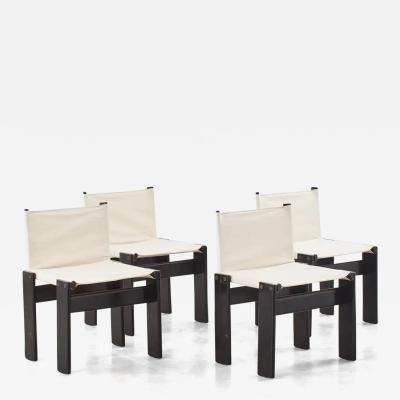 Afra Tobia Scarpa Set of four Afra Tobia Scarpa white canvas Monk chairs Molteni