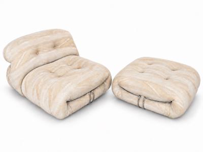 Afra Tobia Scarpa Soriana Lounge Chair Ottoman by Afra Tobia Scarpa for Cassina 1960