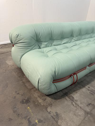 Afra Tobia Scarpa Soriana sofa by Afra Tobia Scarpa for Cassina in Soft Mint Green Leather