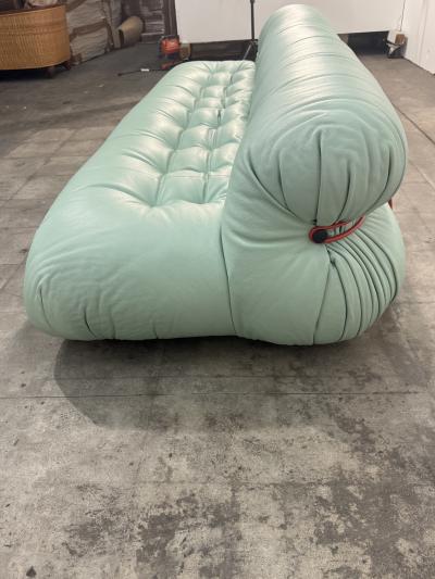 Afra Tobia Scarpa Soriana sofa by Afra Tobia Scarpa for Cassina in Soft Mint Green Leather