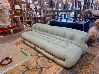 Afra Tobia Scarpa Soriana sofa by Afra Tobia Scarpa for Cassina in Soft Mint Green Leather
