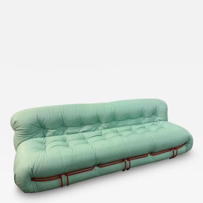 Afra Tobia Scarpa Soriana sofa by Afra Tobia Scarpa for Cassina in Soft Mint Green Leather