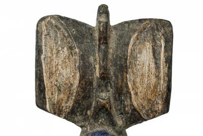 African 19th Century Carved Painted Wood Yoruba Shango Figure on Metal Stand