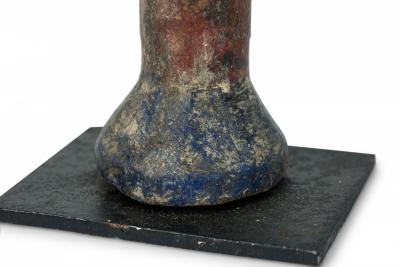 African 19th Century Carved Painted Wood Yoruba Shango Figure on Metal Stand