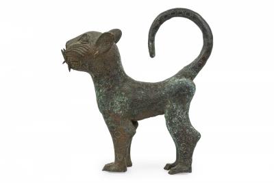 African Benin City Nigeria 20th Century Bronze Leopard