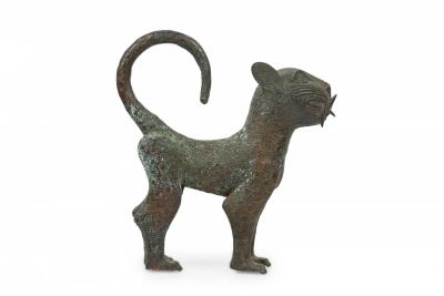 African Benin City Nigeria 20th Century Bronze Leopard