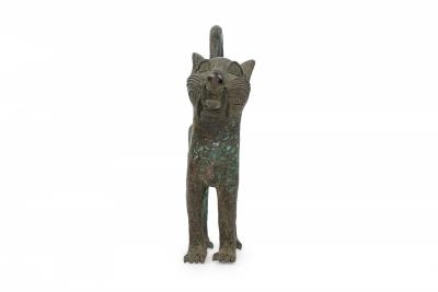 African Benin City Nigeria 20th Century Bronze Leopard