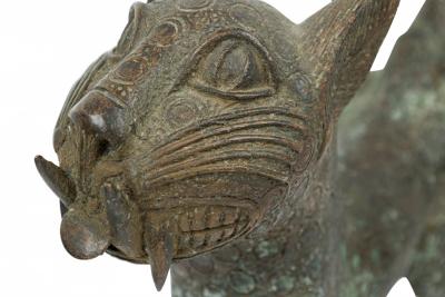 African Benin City Nigeria 20th Century Bronze Leopard