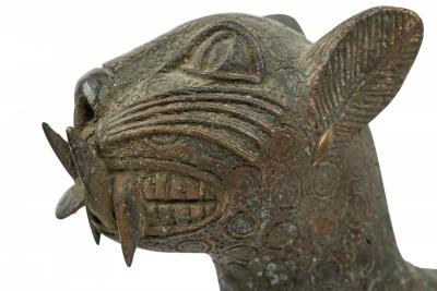 African Benin City Nigeria 20th Century Bronze Leopard