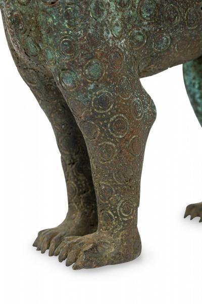 African Benin City Nigeria 20th Century Bronze Leopard