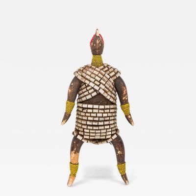 African Cameroon 20th Century Carved Wood Beaded Namur Doll Female Fertility F
