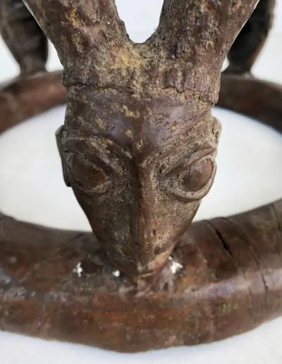 African Cameroon Bronze Figural Occasional Side Table Modern late 20th Century