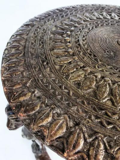 African Cameroon Bronze Figural Occasional Side Table Modern late 20th Century