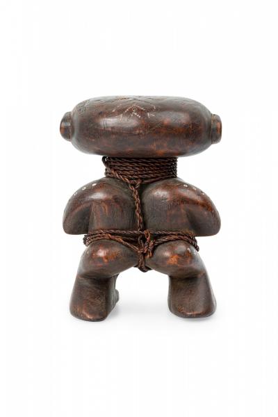 African Cameroon Contemporary Carved Wood Pygmy Squatting Figure