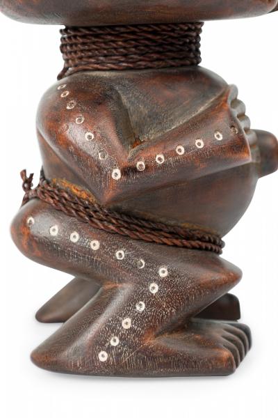 African Cameroon Contemporary Carved Wood Pygmy Squatting Figure