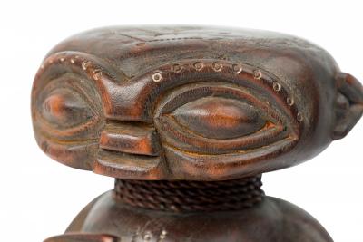 African Cameroon Contemporary Carved Wood Pygmy Squatting Figure