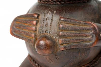 African Cameroon Contemporary Carved Wood Pygmy Squatting Figure