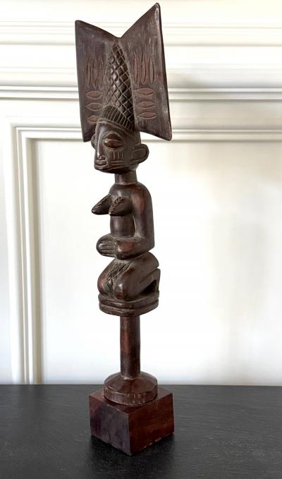 African Carved Female Statue Yoruba Ose Sango Staff