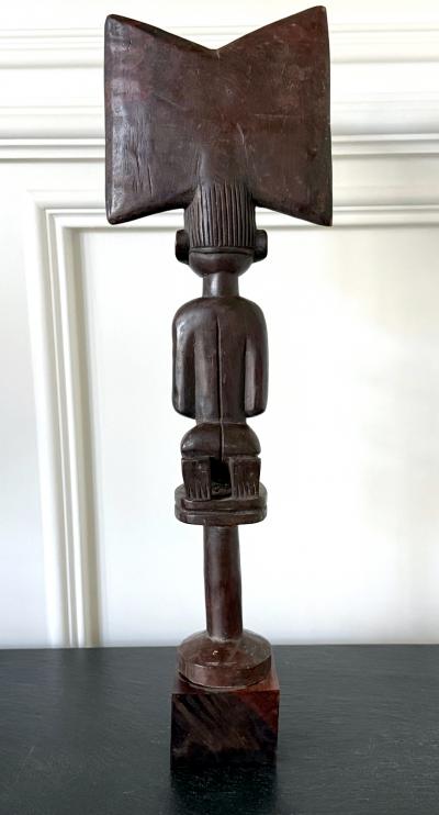 African Carved Female Statue Yoruba Ose Sango Staff