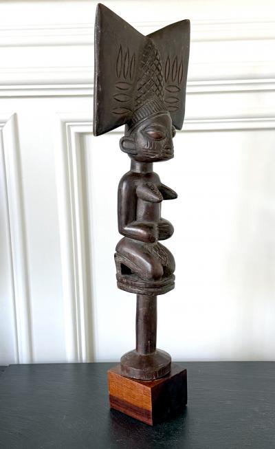 African Carved Female Statue Yoruba Ose Sango Staff