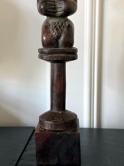 African Carved Female Statue Yoruba Ose Sango Staff