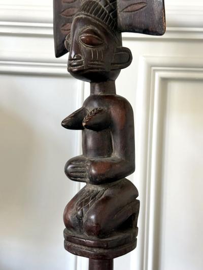 African Carved Female Statue Yoruba Ose Sango Staff